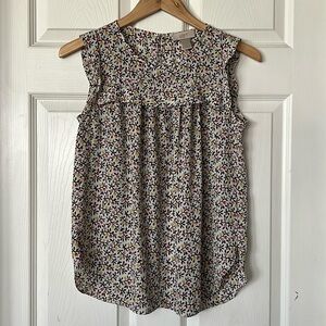 LOFT Sleeveless Summer Ruffle Shoulder Top